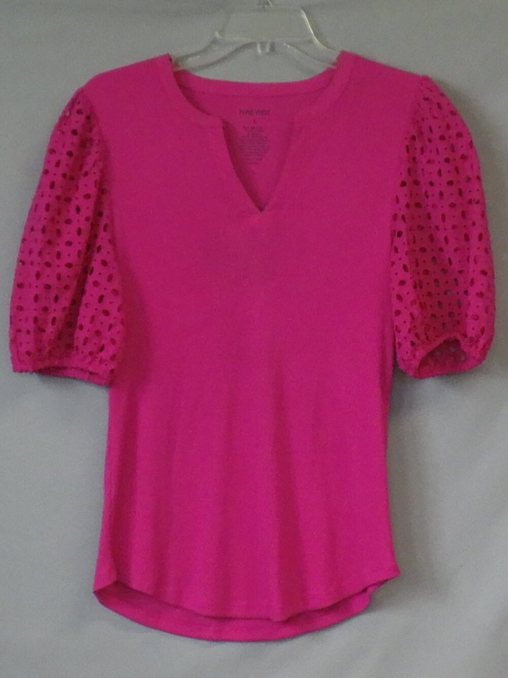 Nine West Ribbed Puff Sleeve Top
